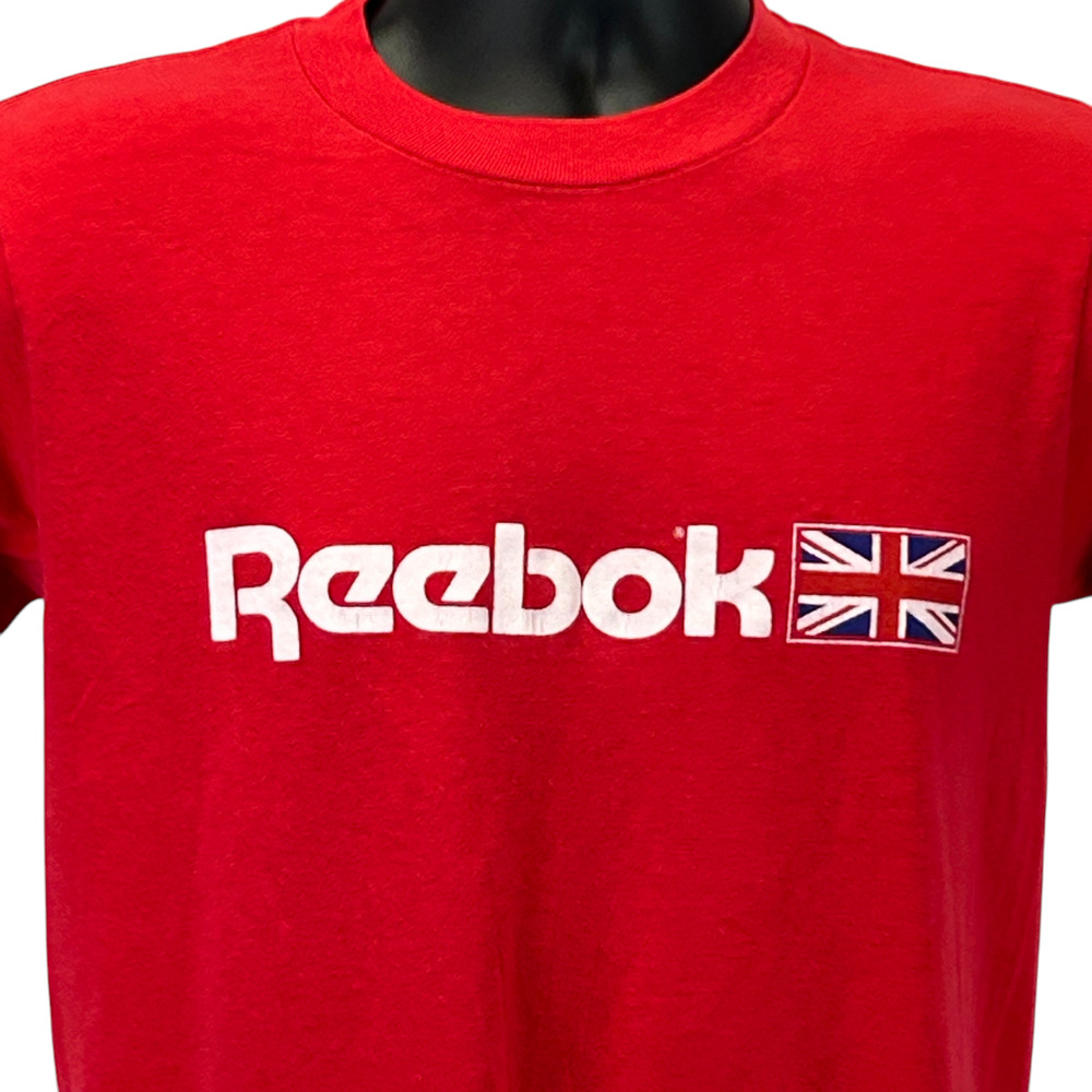 Vintage 80s Reebok Logo T Shirt Made In USA Graphic Tee Red Mens S Small